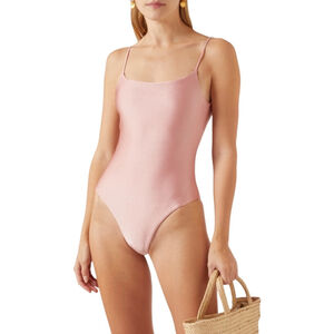 Jade Swim Scoop Back Trophy One Piece Swimsuit in Dahlia Sheen Women's Sz L